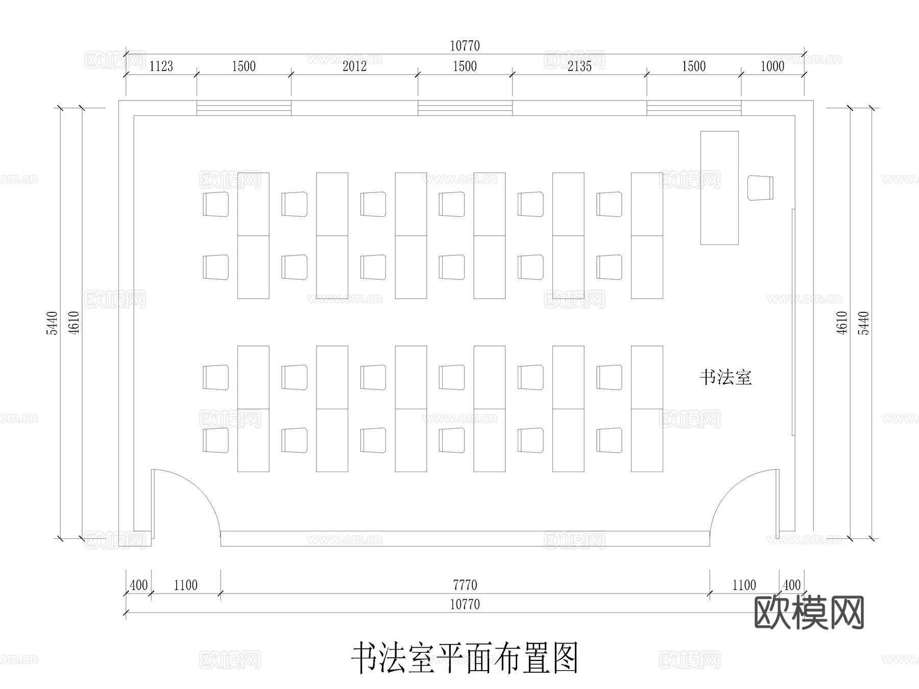 10套书法室美术室绘画培训教室CAD施工图cad施工图