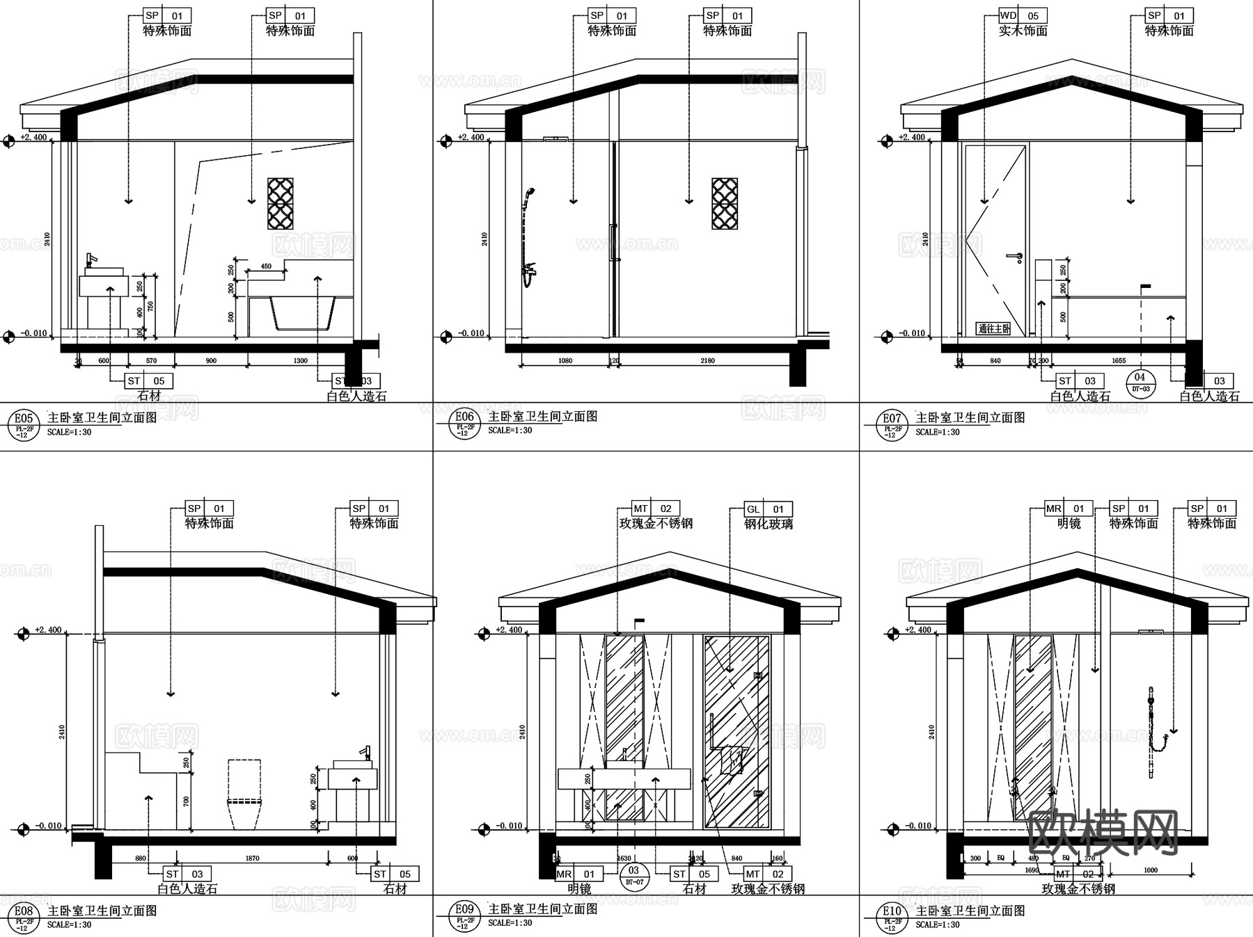 海南美岭湖别墅室内装饰CAD施工图全套cad施工图