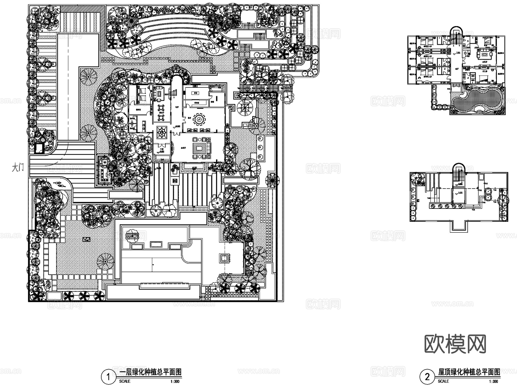 河源别墅庭院屋顶花园景观CAD施工图全套cad施工图