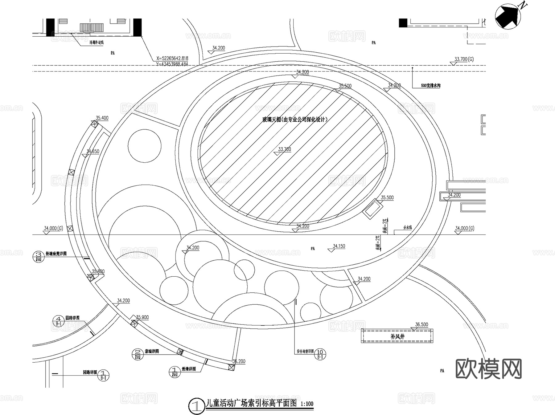 儿童活动广场景观CAD施工图全套cad施工图