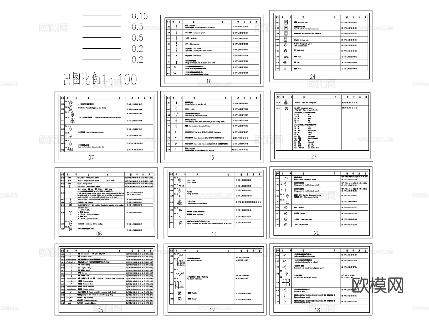 国家标准电气符号图例图块CAD施工图合集cad施工图