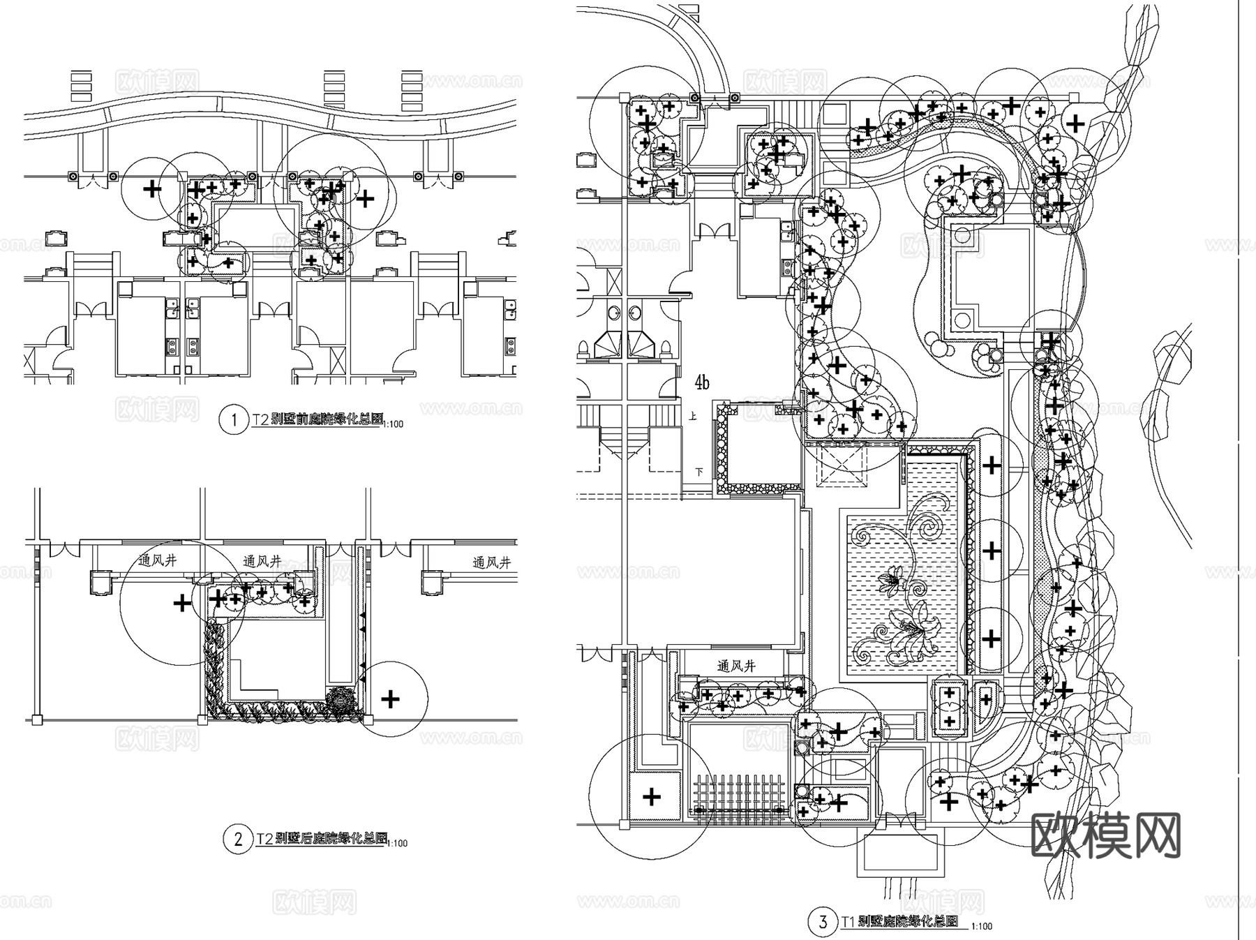 地产景观大区展示区商业植物配置CAD施工图集 7套cad施工图