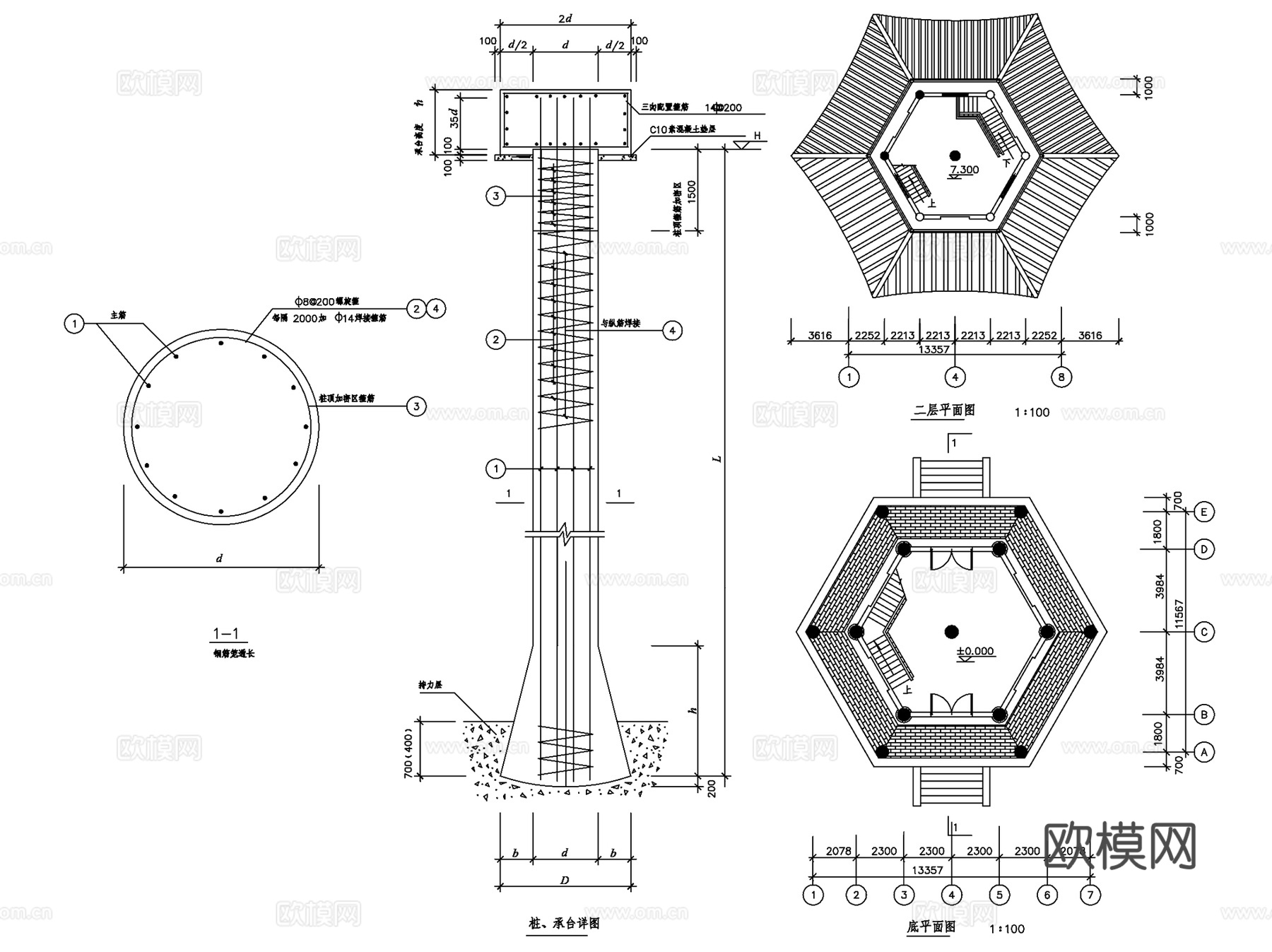古建园林古塔CAD施工图大样详图集 2套cad施工图