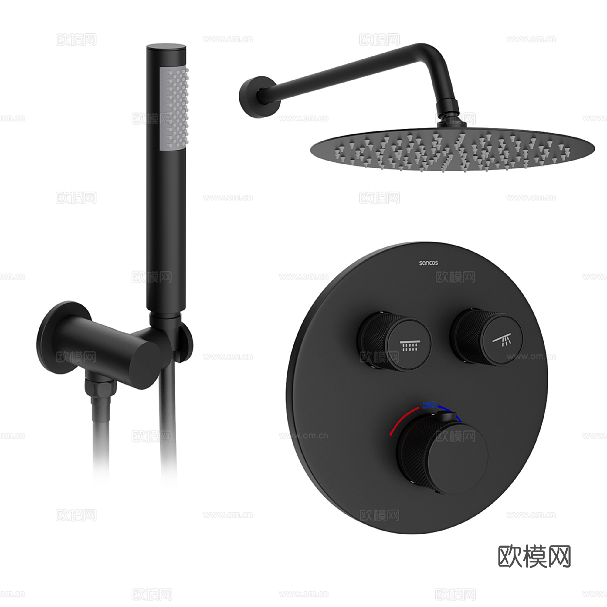 现代卫浴花洒喷淋su模型