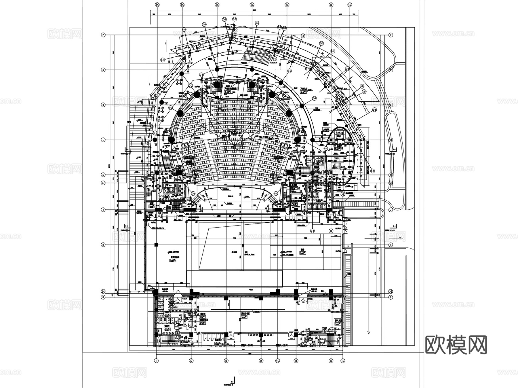 电影院剧院剧场建筑设计CAD施工图集 14套cad施工图
