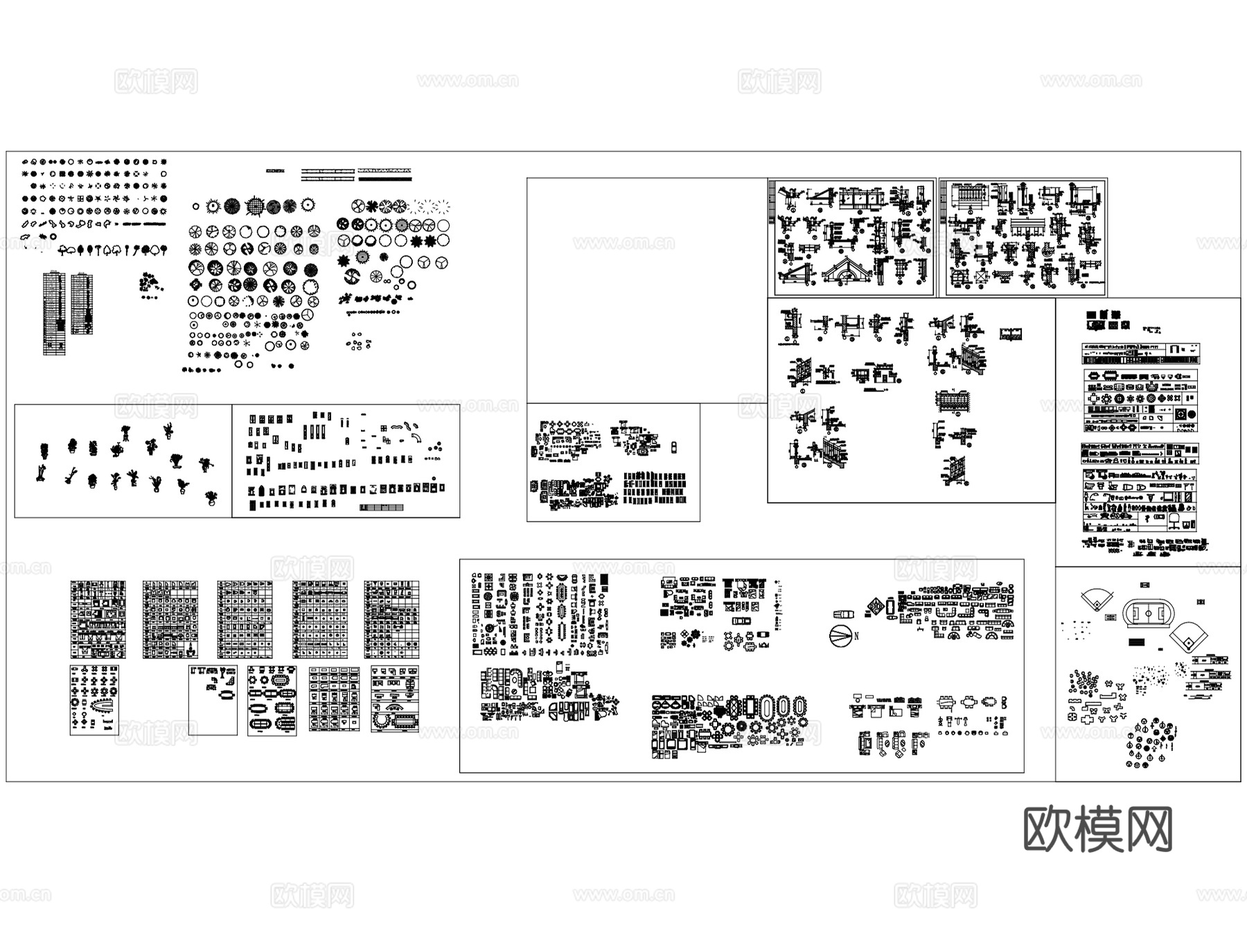 建筑园林室内常用图块图库CAD施工图图例集 29套cad施工图