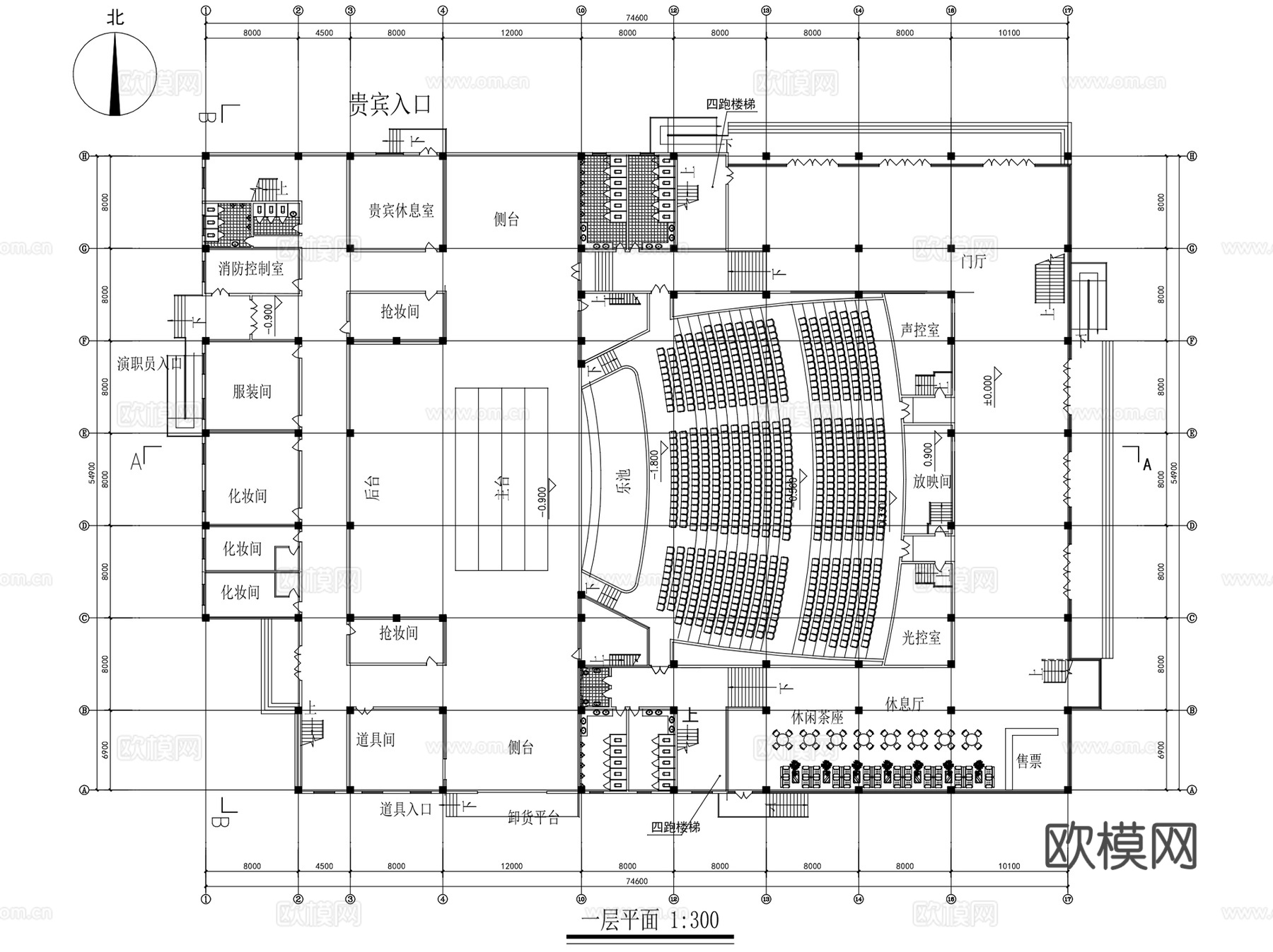 电影院剧院剧场建筑设计CAD施工图集 14套cad施工图