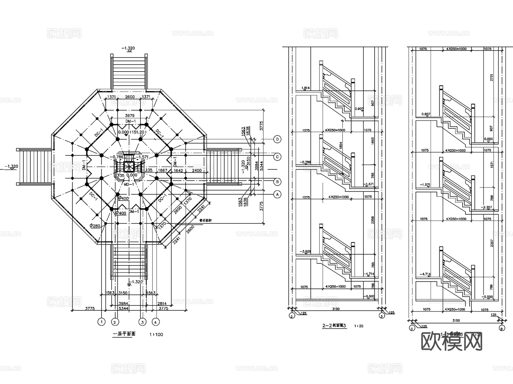 古建园林古塔CAD施工图大样详图集 2套cad施工图