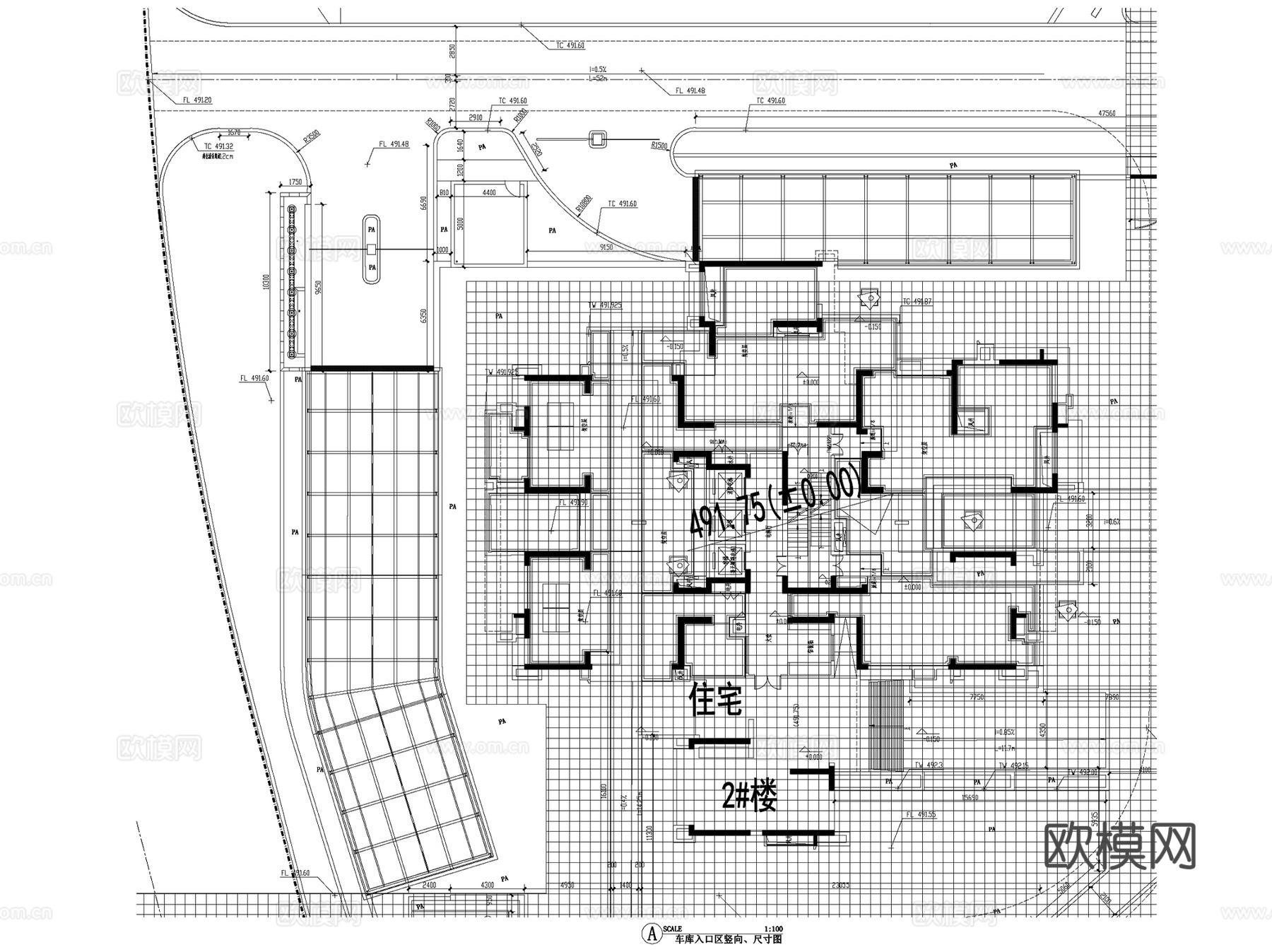 地下车库出入口廊架CAD施工图集 18套cad施工图