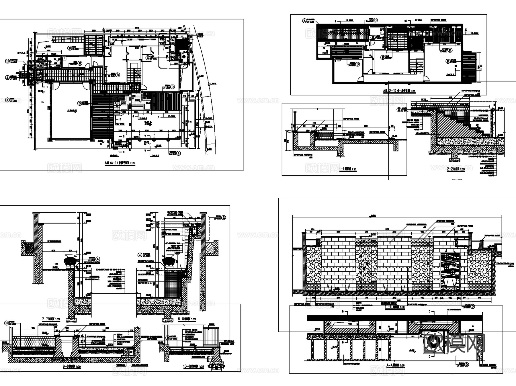 方直芙蓉墅各户型别墅景观CAD施工图集 5套cad施工图