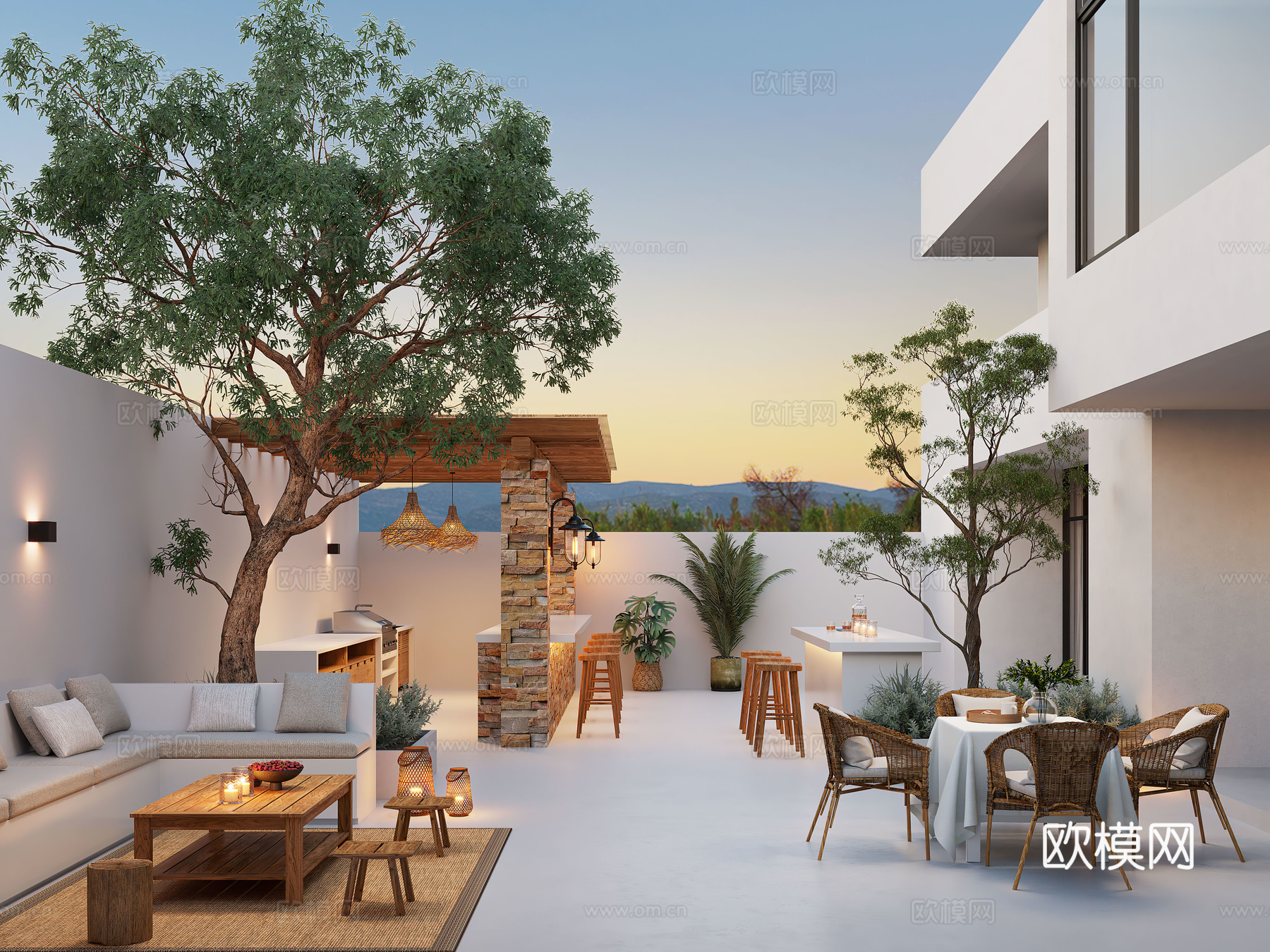 现代庭院景观  居家庭院 别墅庭院 户外沙发 户外餐桌 庭院3d模型下载