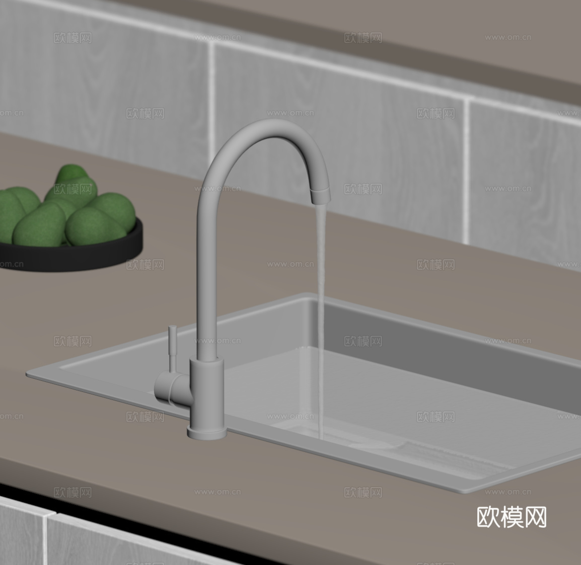 现代水槽 水池 洗菜池su模型