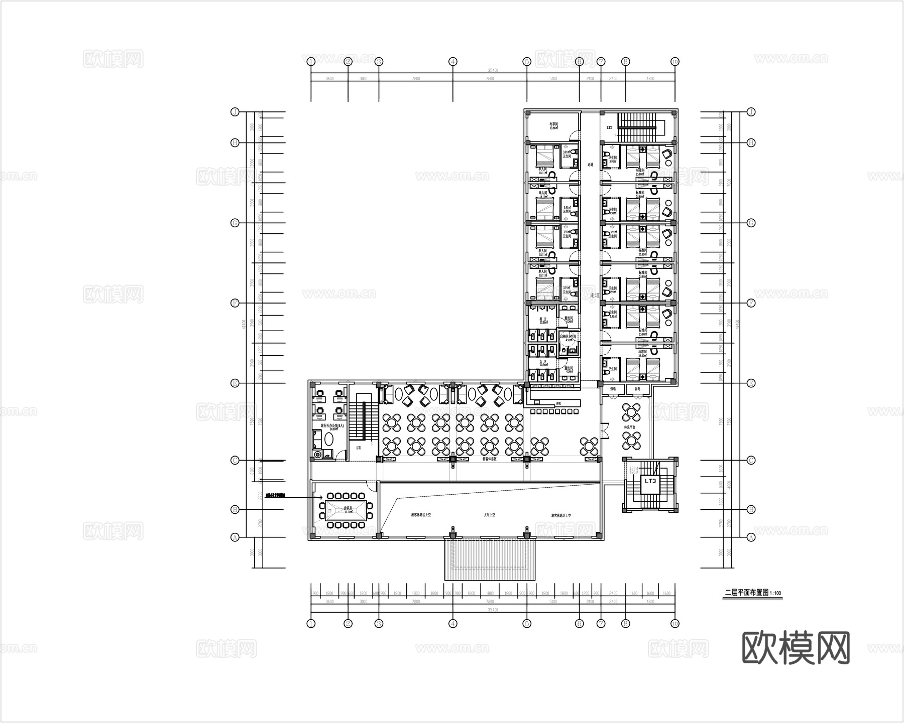 游客中心平面布置图cad施工图