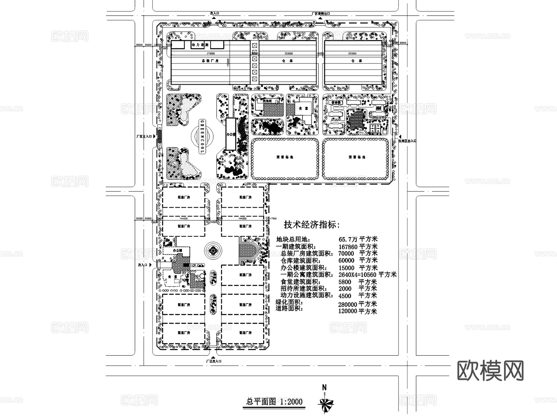工业园区厂房规划绿化平面图CAD施工图集 40套cad施工图