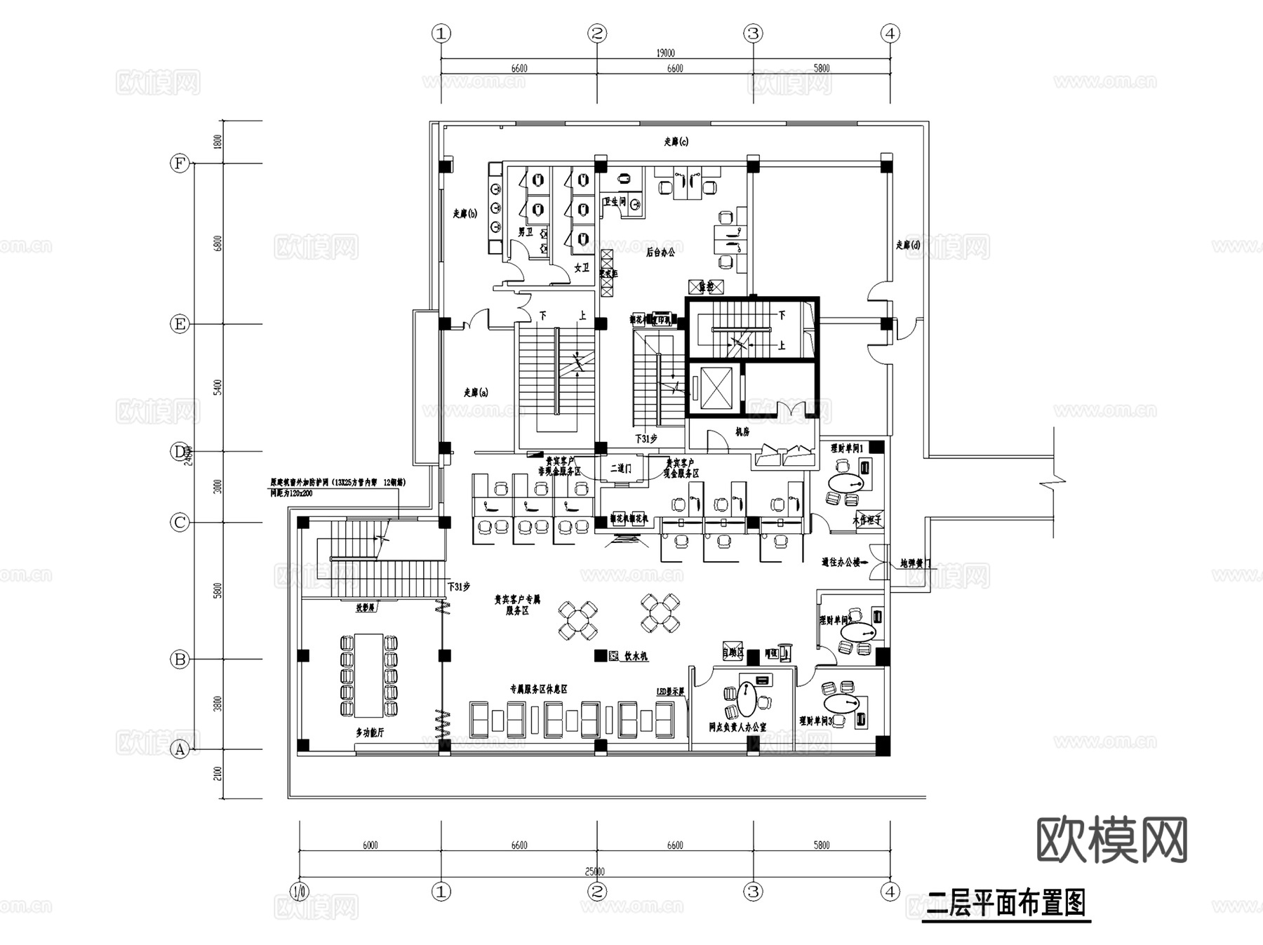 工商银行福建分行室内装饰CAD施工图全套cad施工图