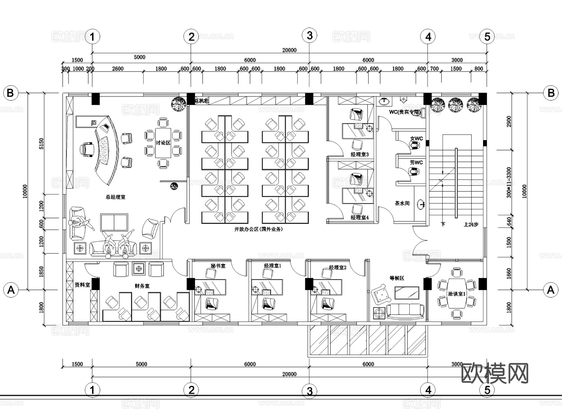 办公空间室内装饰设计CAD施工图集 23套cad施工图