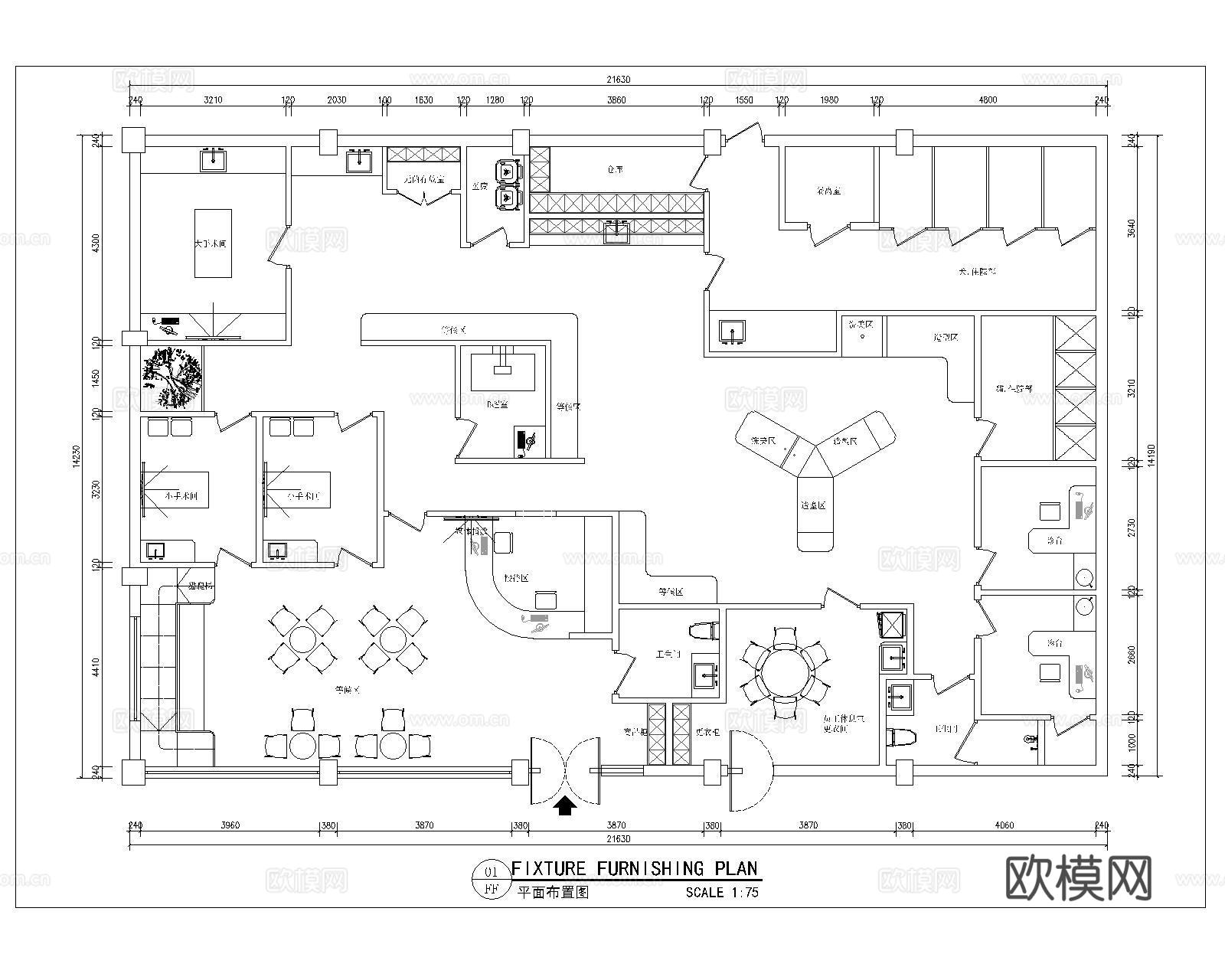 宠物医院CAD平面cad施工图