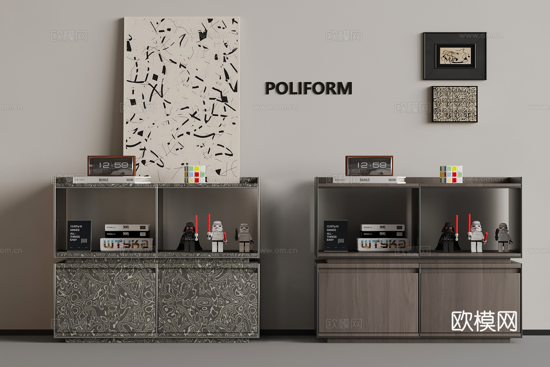 意式置物柜 装饰柜3d模型下载