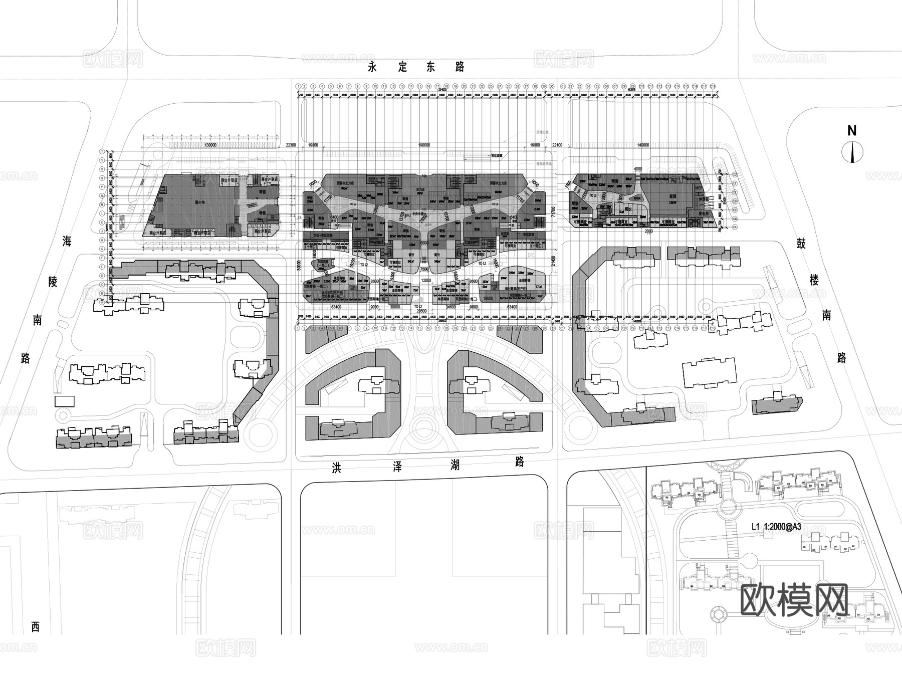 华润泰州综合体建筑平面CAD施工图+文本cad施工图