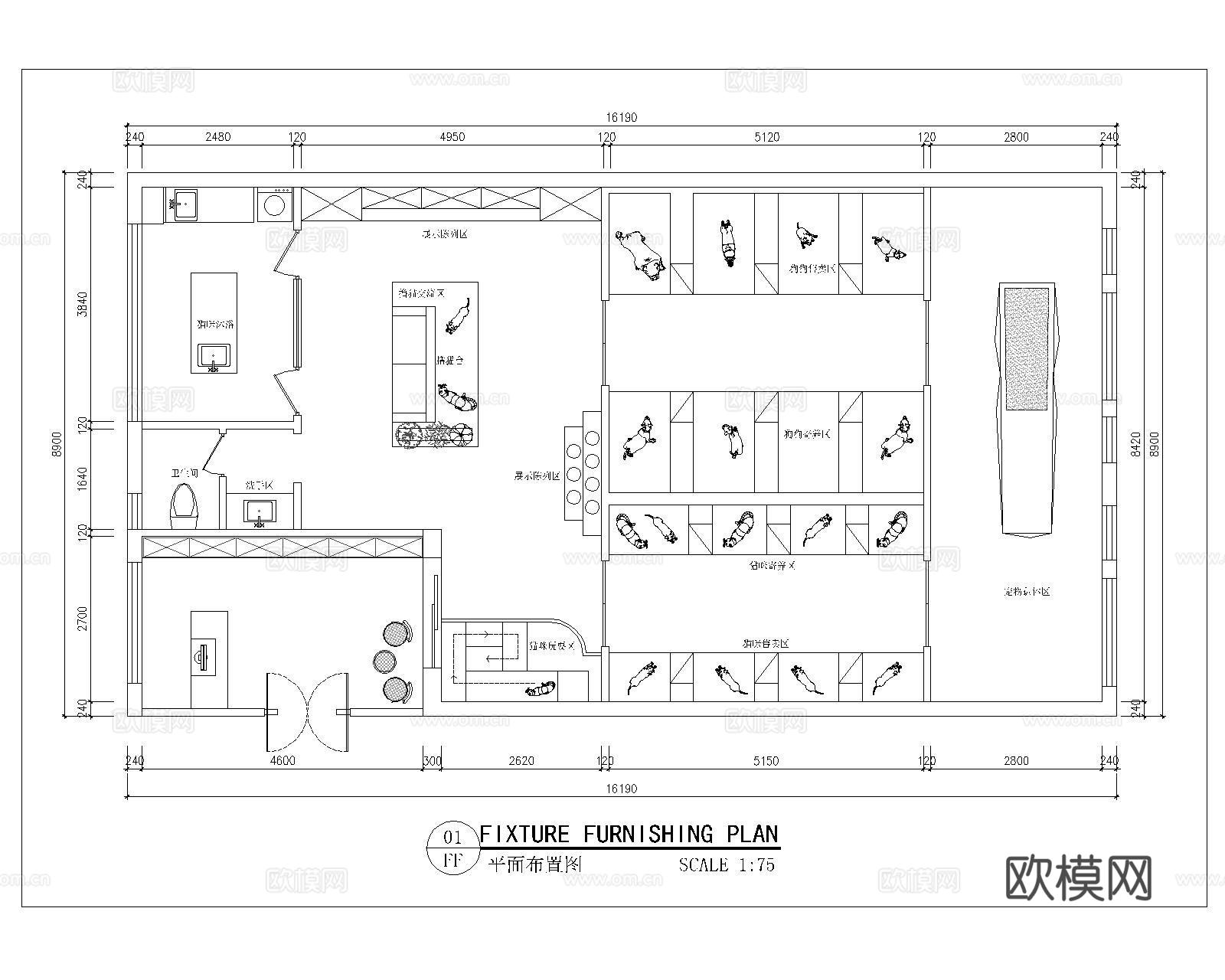 宠物医院CAD平面cad施工图
