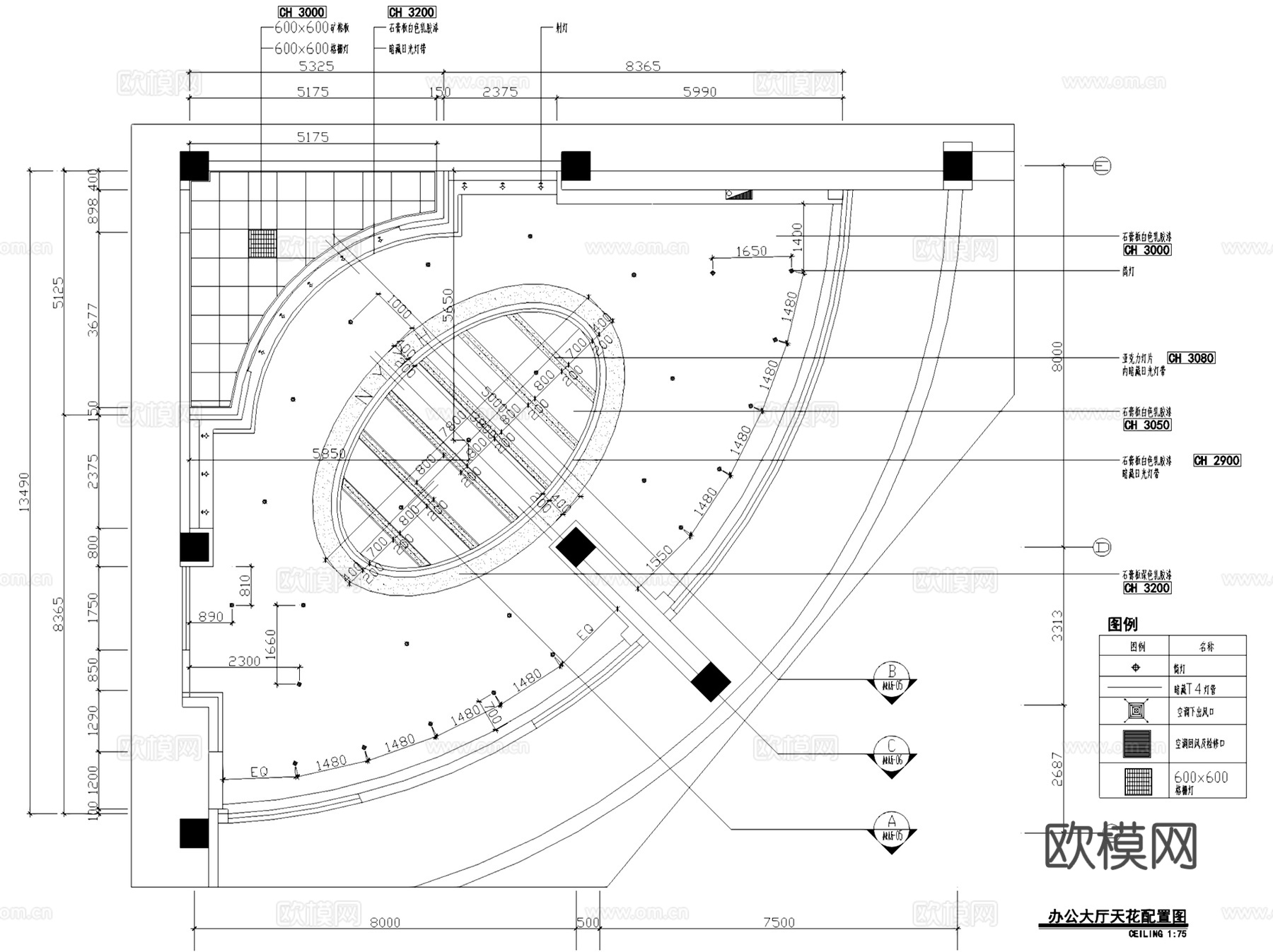 安阳农业发展银行办公楼室内装饰CAD施工图全套cad施工图
