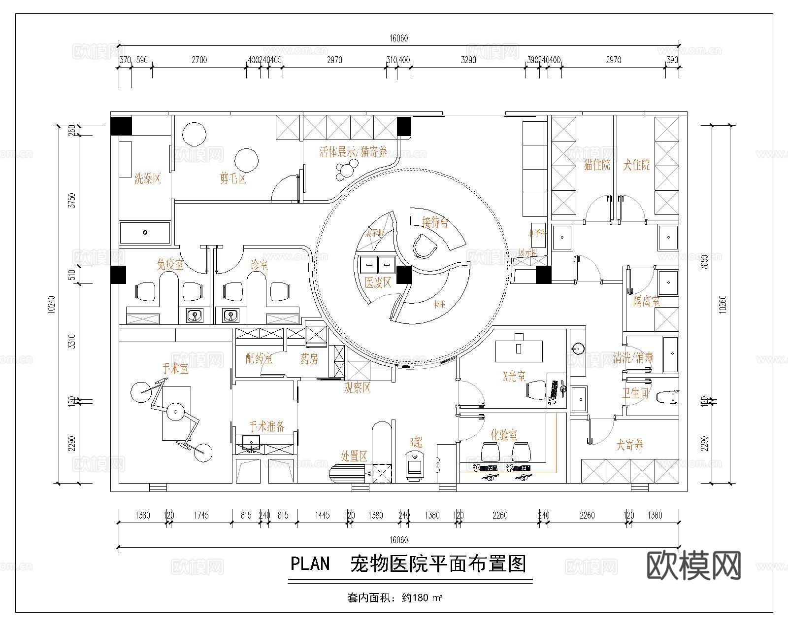 宠物医院CAD平面cad施工图