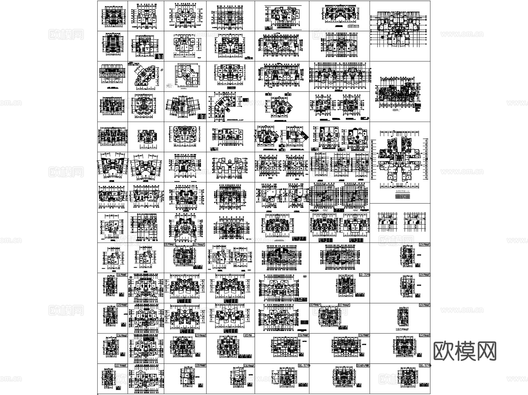 住宅公寓套房建筑户型图CAD平面施工图集 520套cad施工图