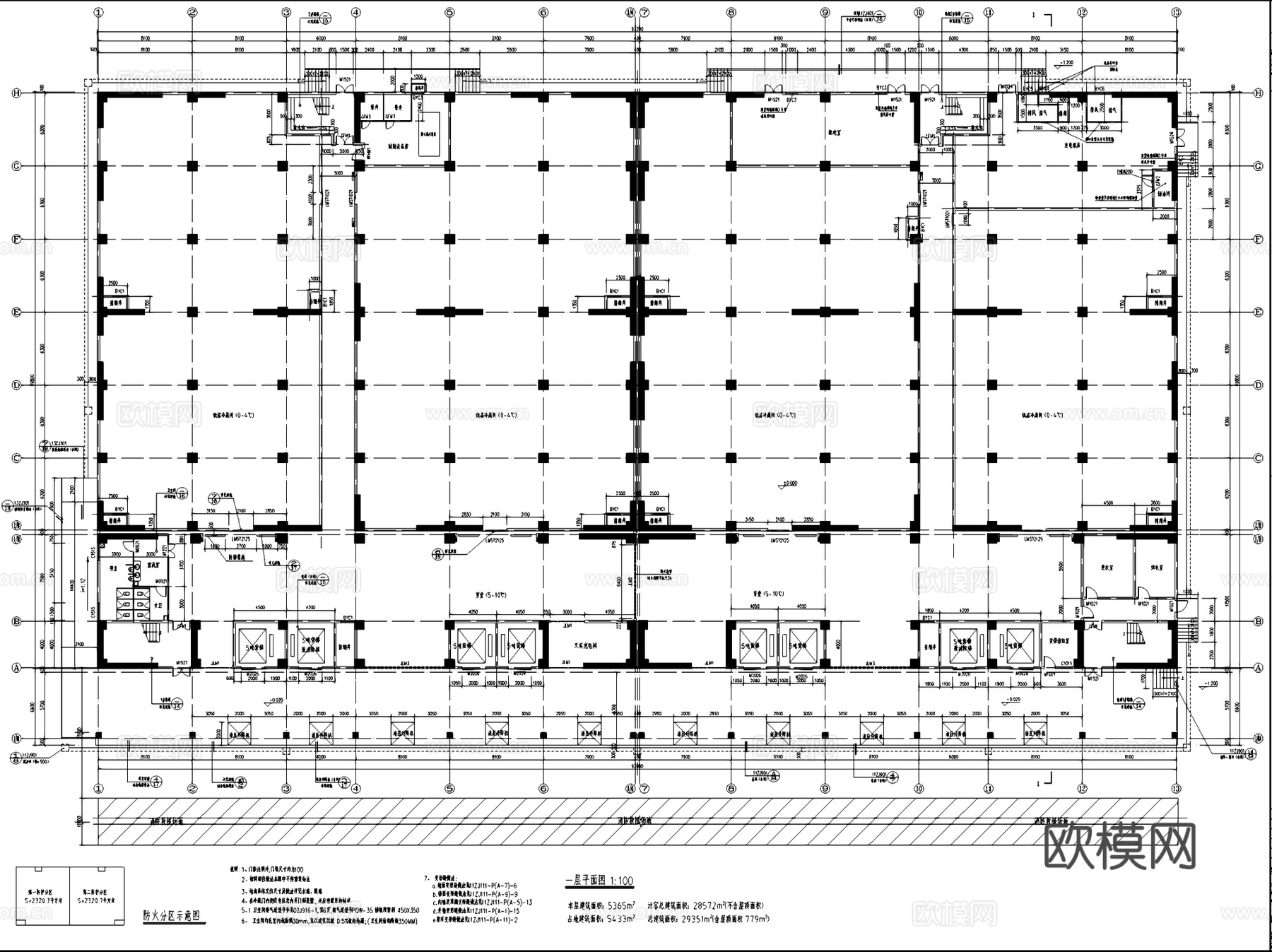 海口菜篮子农副产品市场冷库建筑CAD施工图全套cad施工图