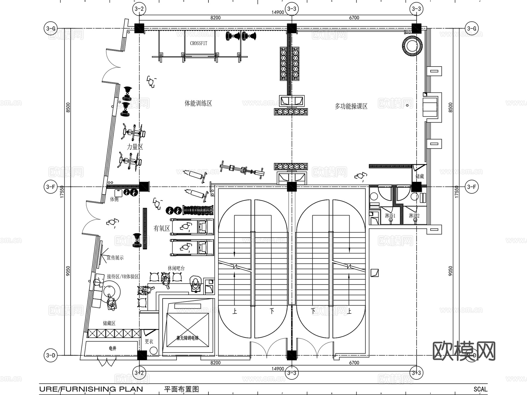 健身房会所中心俱乐部室内CAD施工图集 28套cad施工图