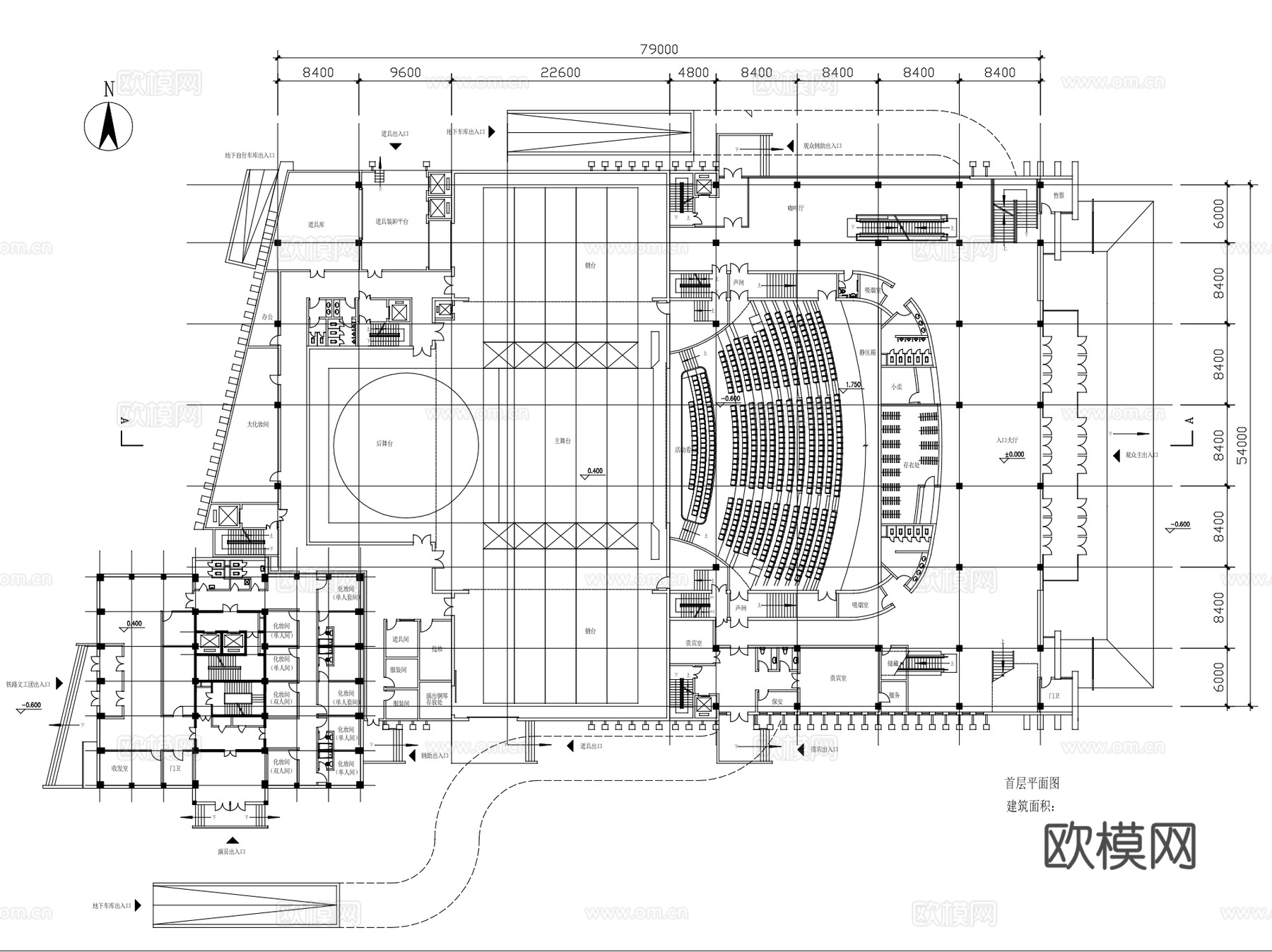 电影院剧院剧场建筑设计CAD施工图集 14套cad施工图