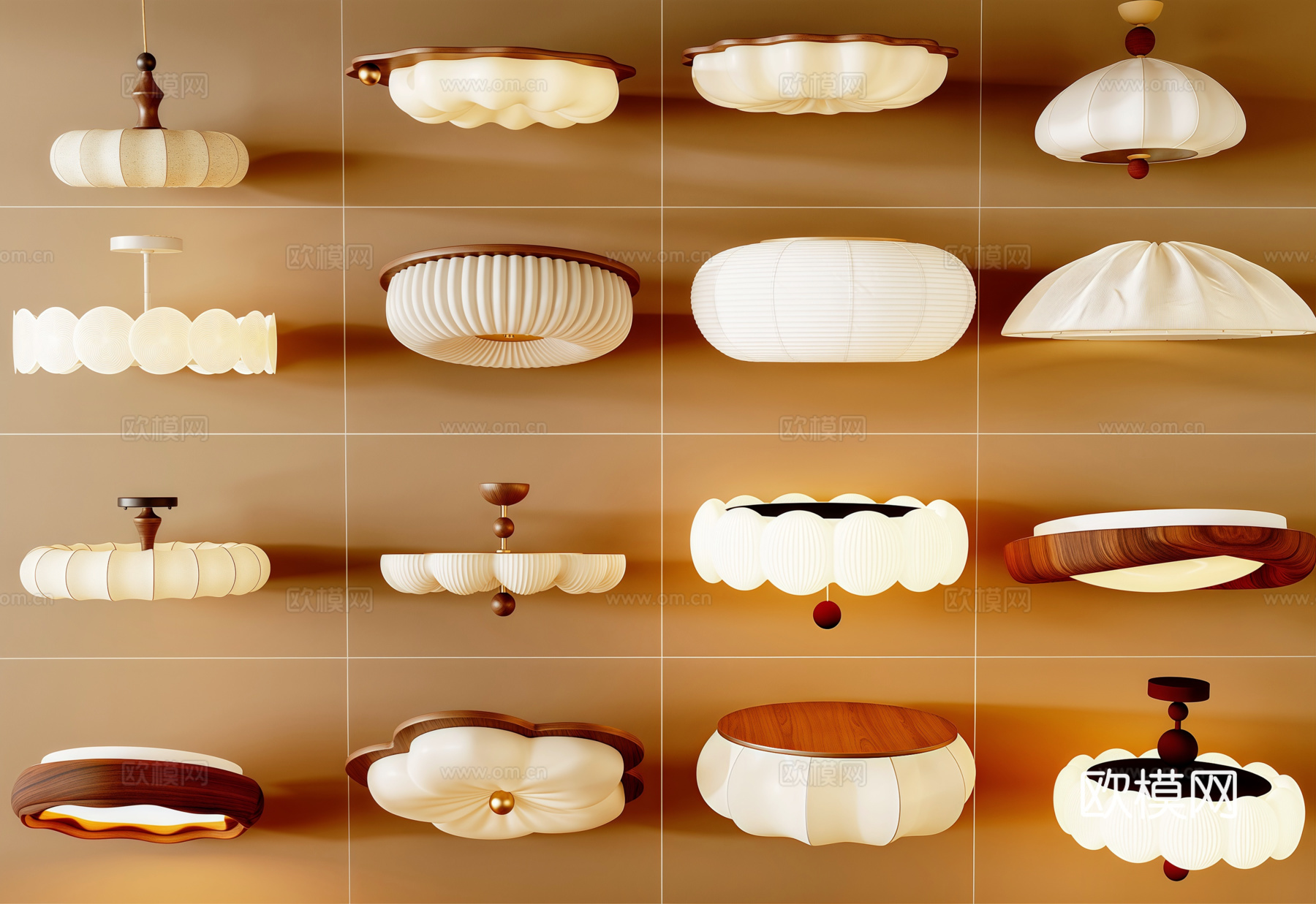 中古风吸顶灯3d模型下载