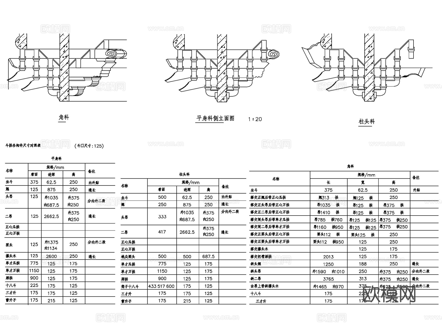 古建园林大样构造详图CAD施工图集 20套cad施工图
