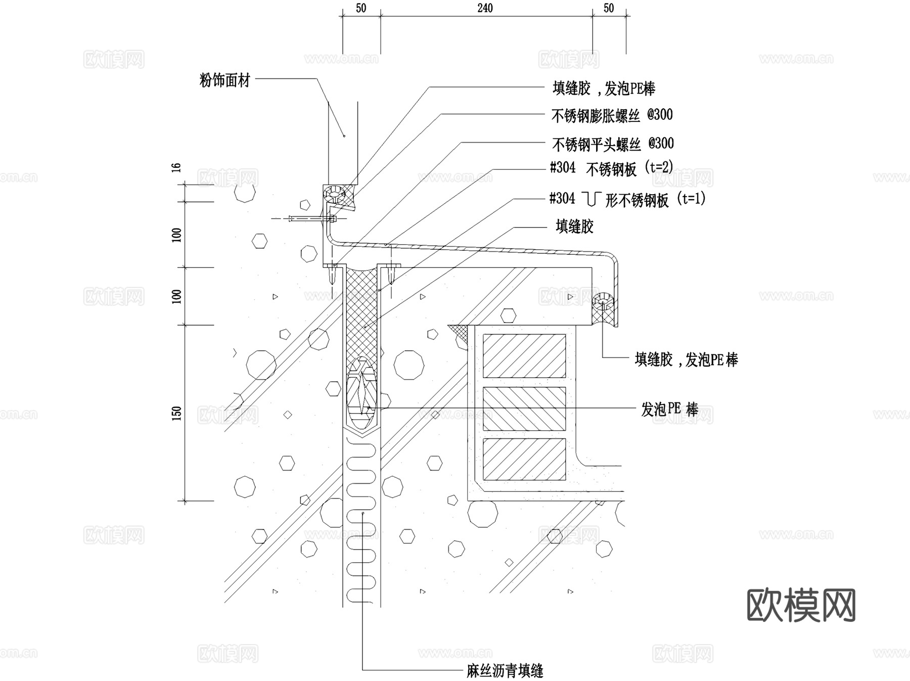 变形缝伸缩缝建筑构造节点大样CAD施工图集 44套cad施工图
