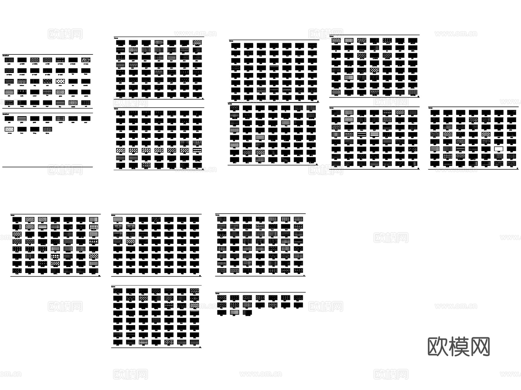 建筑景观CAD填充图案施工图集 1470个cad施工图