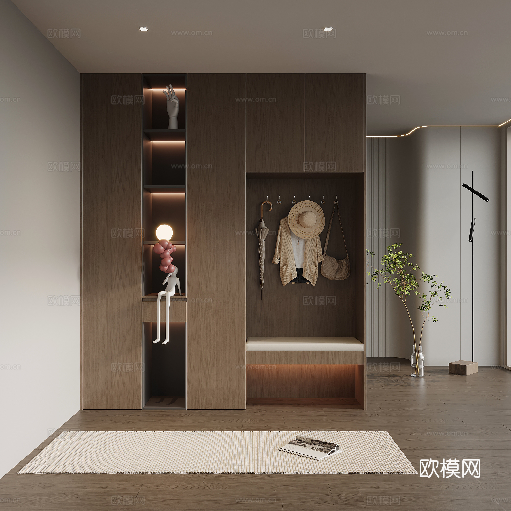 现代意式鞋柜 入户鞋柜su模型