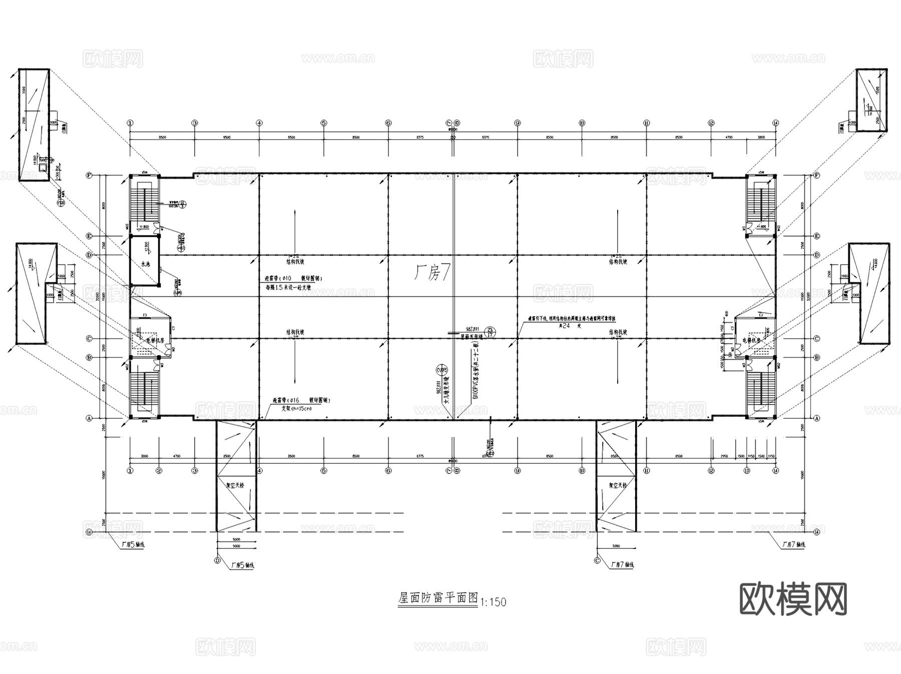 工业园工厂电气弱电照明动力系统CAD施工图集 40套cad施工图