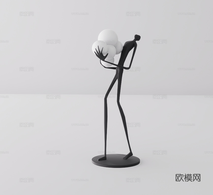 金属雕塑摆件su模型