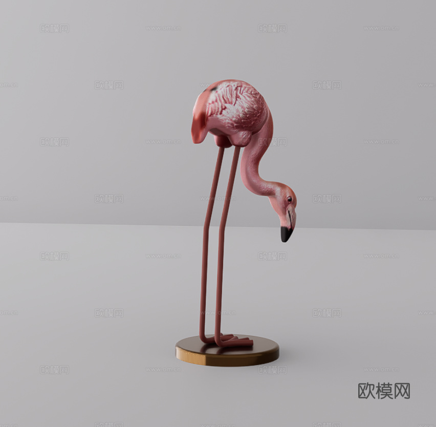 火烈鸟摆件su模型