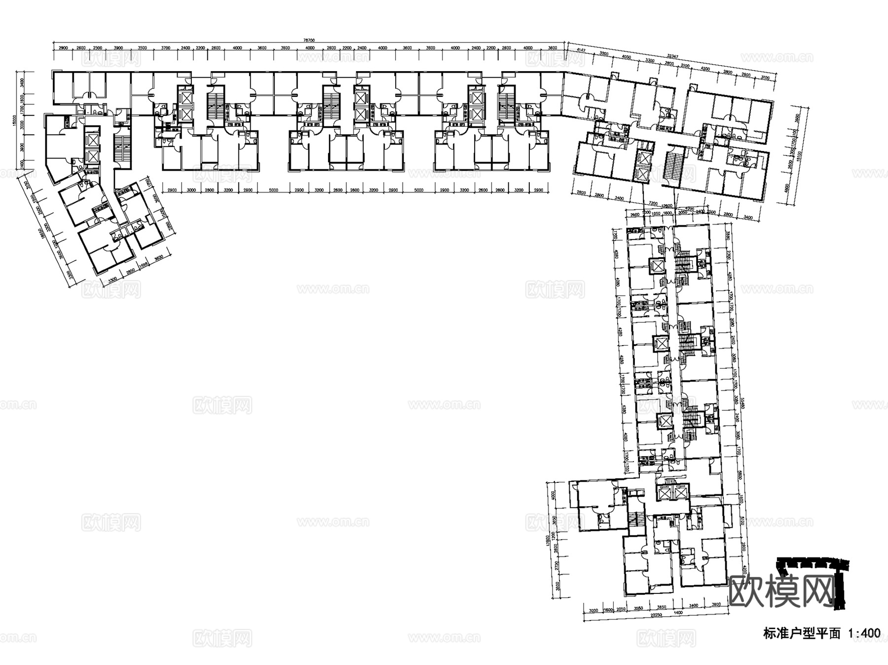 广州滨江花园住宅楼建筑平立剖及户型图CAD施工图集cad施工图