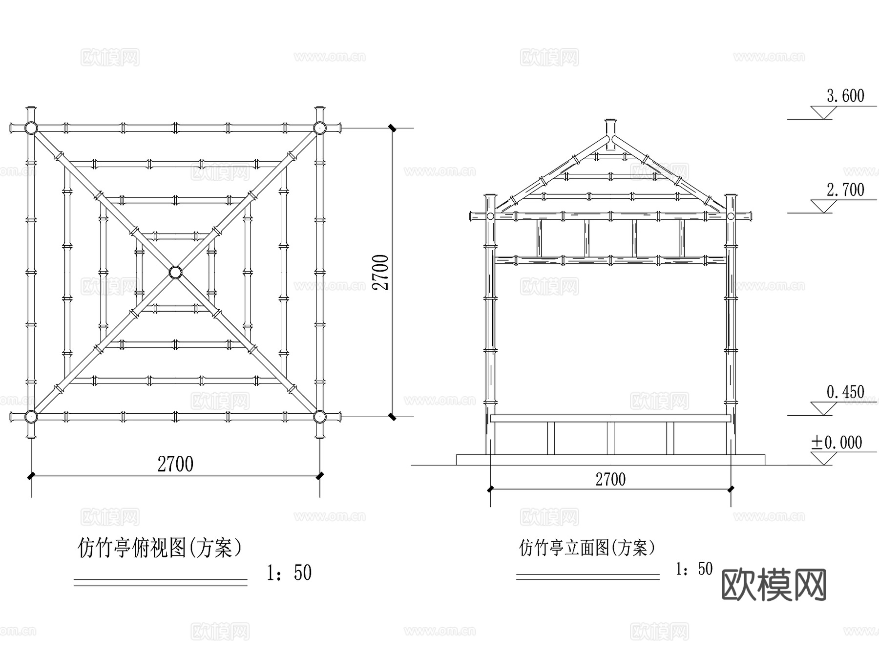 各式景观休闲亭子大样CAD施工详图集 8套cad施工图
