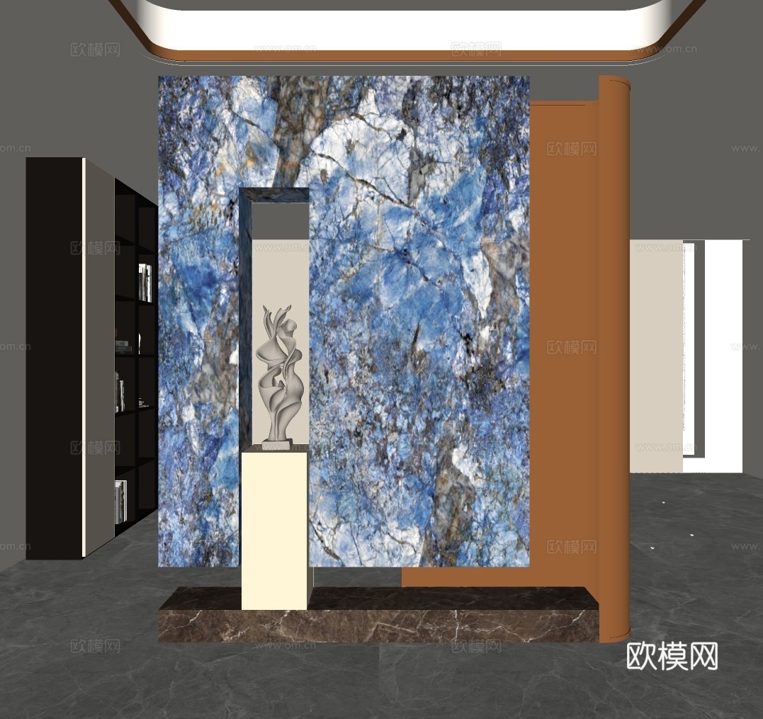 奢石玄关 奢石背景墙 雕塑摆件su模型