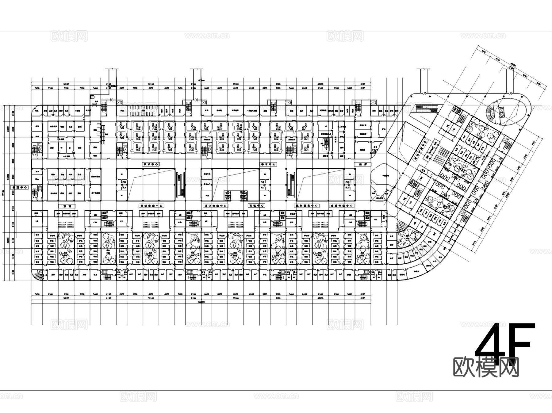 福鼎市医院百盛新院区医疗建筑平面CAD施工图+文本cad施工图