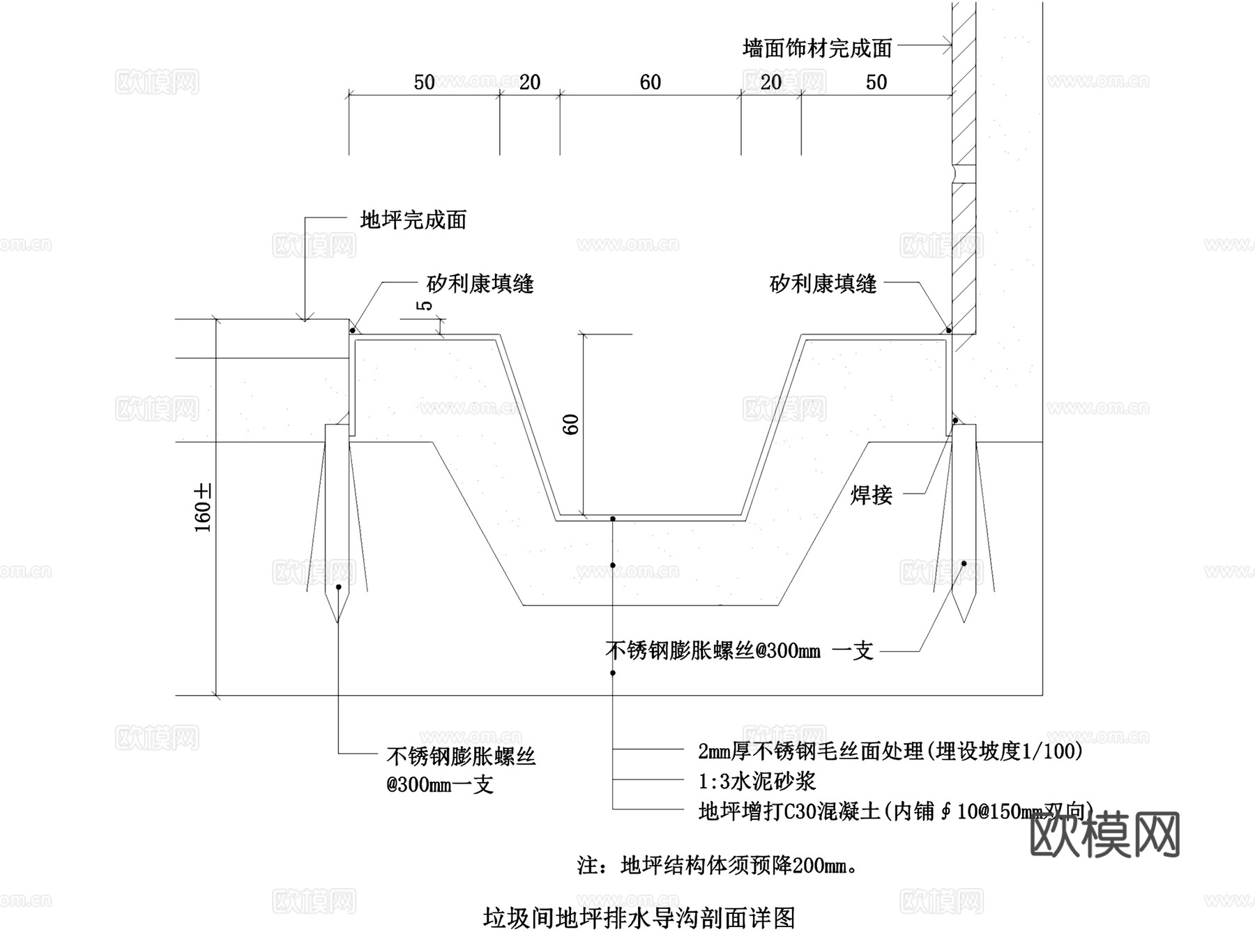 地沟盖板导水沟排水沟节点大样详图CAD施工图集 10套cad施工图