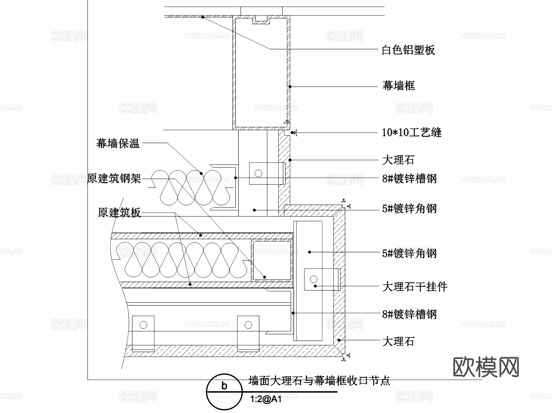 建筑室内构造收口工艺节点大样详图CAD施工图集 20套cad施工图