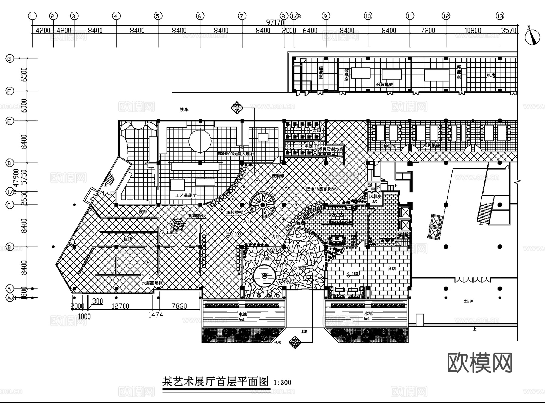 各类展示厅展馆室内装饰CAD施工图集 5套cad施工图