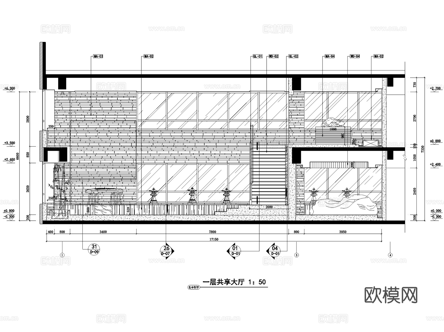 鄂尔多斯金融广场茶室茶会所室内装饰CAD施工图整套cad施工图