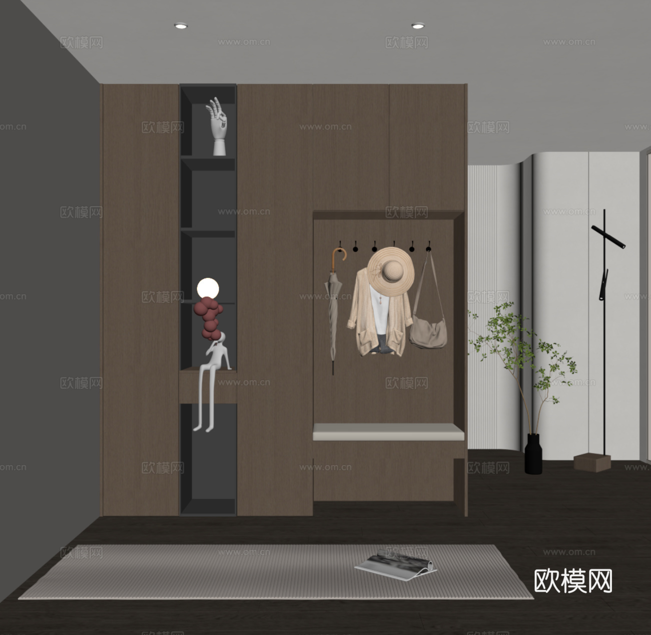 现代意式鞋柜 入户鞋柜su模型