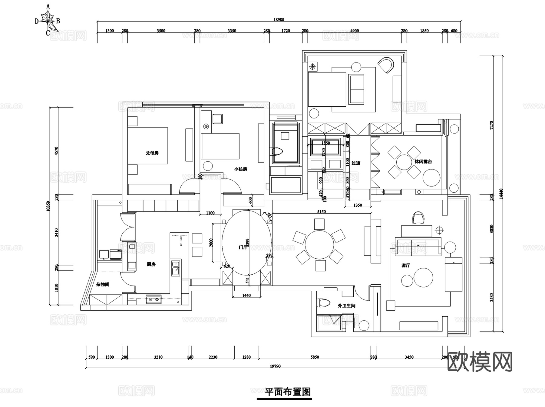 嘉兴现代平层住宅室内家装设计CAD施工图全套cad施工图