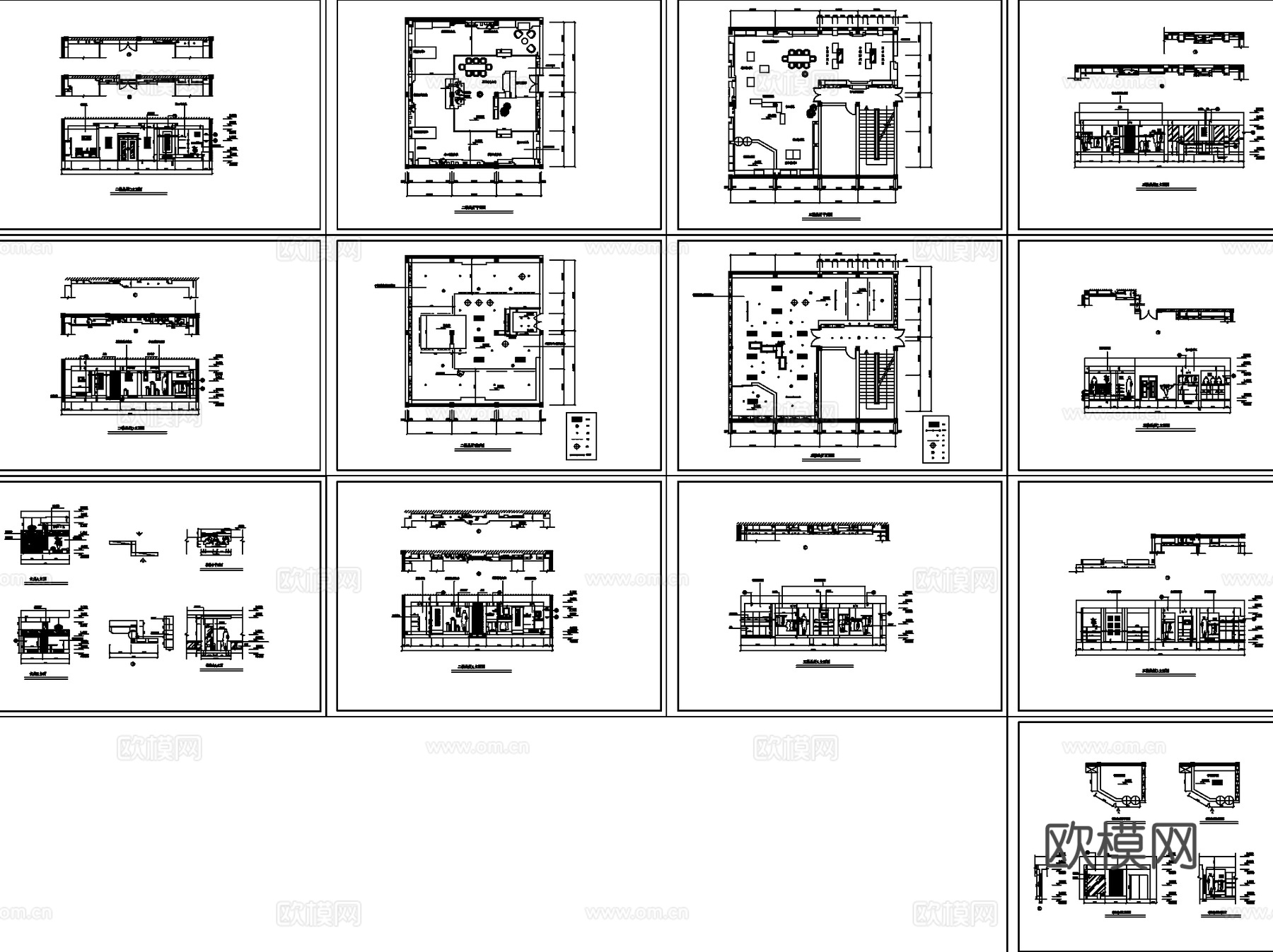 各类展示厅展馆室内装饰CAD施工图集 5套cad施工图