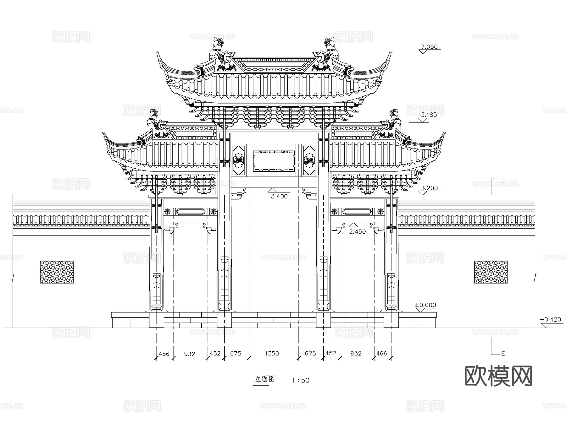 古建筑园林牌坊牌楼CAD施工图集 6套cad施工图